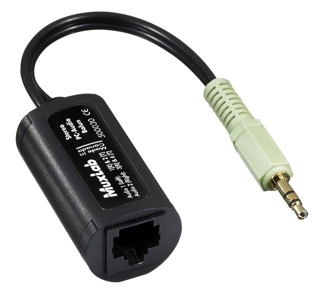 Analog Audio Extender, MuxLab Stereo PC / Audio Balun (SKU: 500030)