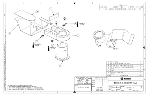FOOD PAN RAIL MOUNT - RECOMMENDED RAIL DIMENSIONS